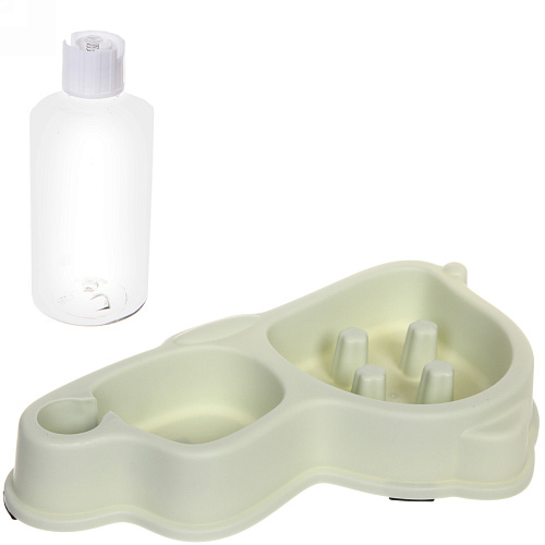 Миска пластиковая для медленного кормления с автопоилкой Колор-Один дома 331817,5см 320мл цвет нежно-зеленый_3