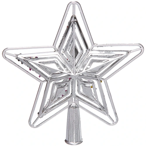 Звезда на ёлку Ажурный вечер 15 см, Серебро_6