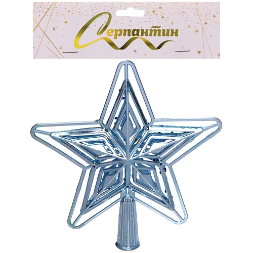 Звезда на ёлку Ажурный вечер 15 см, Голубой_7