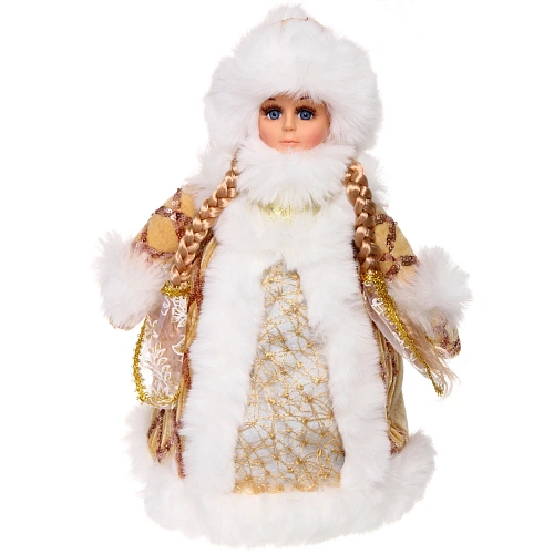 Снегурочка для подарков и конфет Куча подарков 30 см (золотая шубка)_3