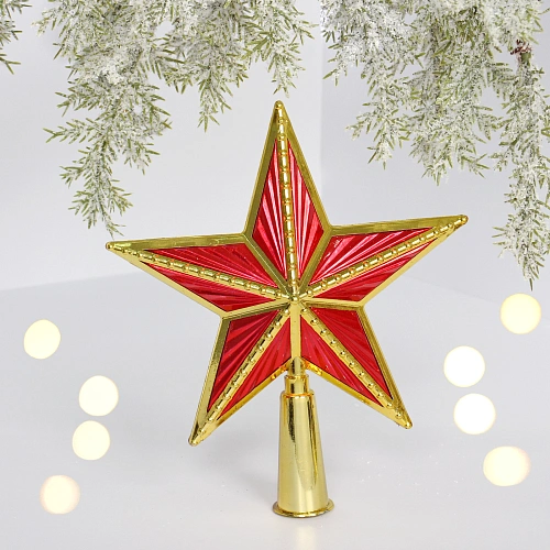 Звезда на ёлку "Новогодний праздник" 15*18 см, Красный
