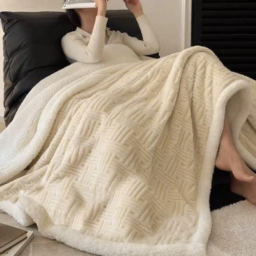 Плед 200*230 см "SOFT", двусторонний, цвет молочный