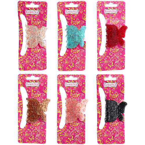 Заколка-краб для волос  ЭЙФОРИЯ ФЛО, нинель, микс 6 цветов, 4,7см (блистер Кокетка)_13