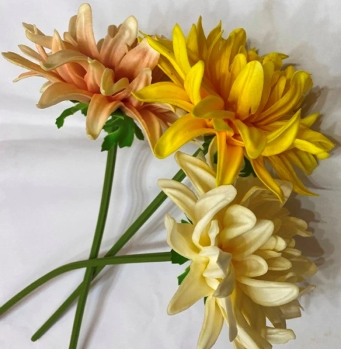 Цветы искусственные "Natur" 34см Хризантемы 3шт молочные