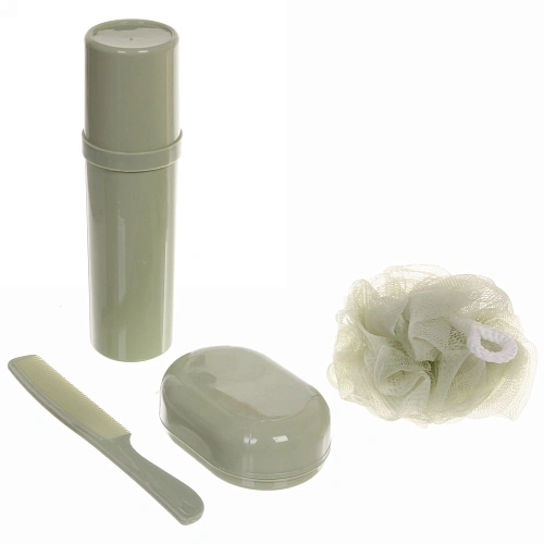 Набор банный дорожный 4шт Bon voyage - Avokado, (мочалка, футляр 2шт, расческа), микс 3 цвета, 20167 см_6