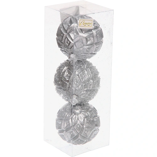 Новогодние шары VERSAILLES Калипсо 8 см (набор 3 шт), Серебро_2