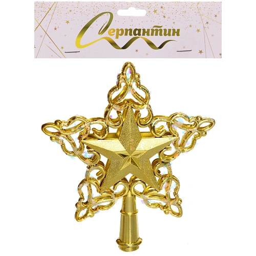 Звезда на ёлку Снежная звезда 15 см, Золото_7