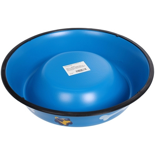 Миска из нержавеющей стали с силиконовым нескользящим ободком ЛЮБИМЫЙ БРО, цвет синий, 26см (наклейка)_3