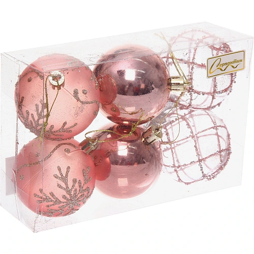 Набор шаров Очарование 6 см (в наборе 6 шт), Розовое золото_5