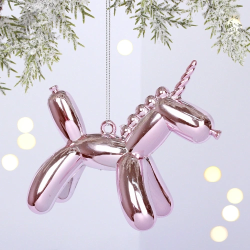 Ёлочная игрушка "Воздушный единорожек" 11*5*9 см, Розовый