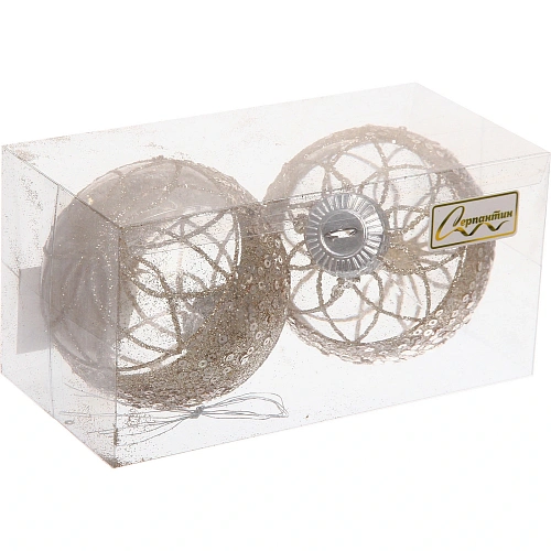 Набор шаров Лазурная дымка  8 см (в наборе 2 шт), Шампань_2