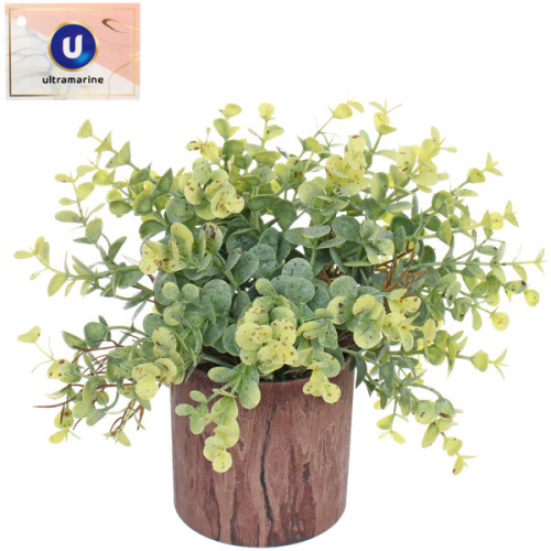 Цветок искусственный в горшке "Эвкалипт" 16см темная трава