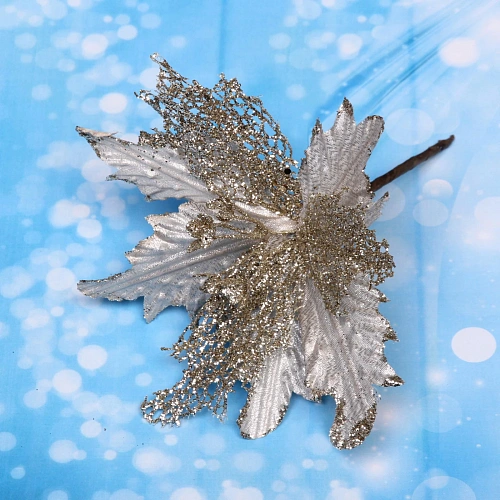 Украшение новогоднее Пуансеттия-Нежность 23 см, Шампань_6