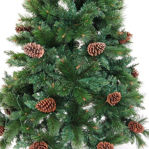 Елка светодиодная Лесная метель 180 см, ПВХ+леска (шишки и напыление), 671 ветка, 190 ламп LED, Теплый белый_8