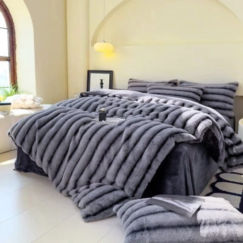 Плед 200*230 см "RABBIT", двусторонний, цвет серый