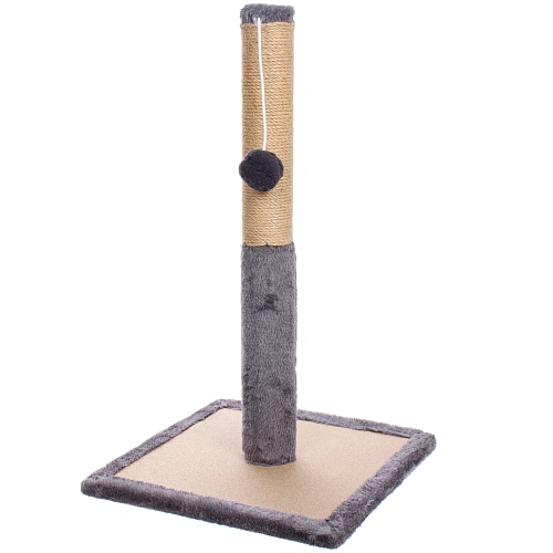Когтеточка на подставке "Счастливый хвост!, цвет серый, 30*30*52см / d-6см