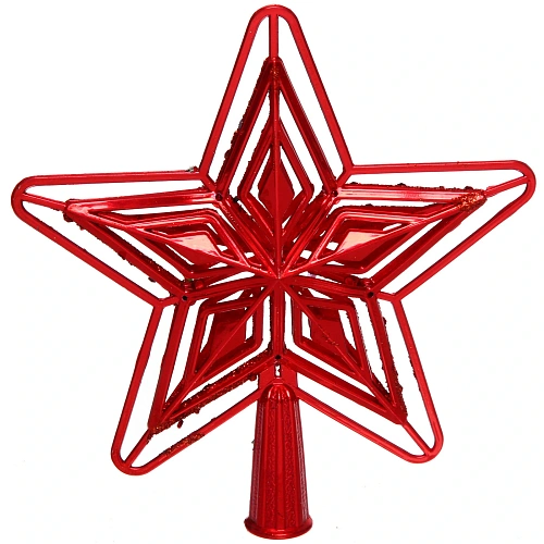 Звезда на ёлку Ажурный вечер 15 см, Красный_6