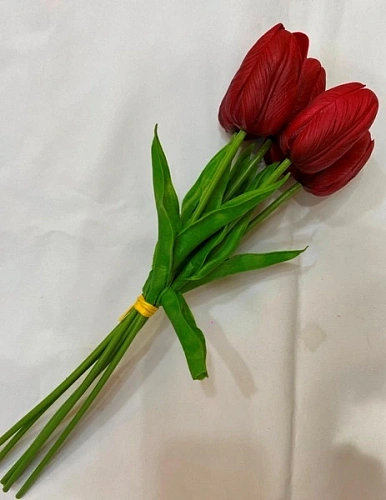 Цветы искусственные "Natur" 38см Тюльпаны 7шт бордовые