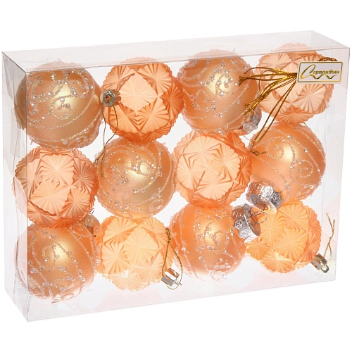 Набор шаров 6 см Зима - искусница (в наборе 12 шт), Янтарь_2