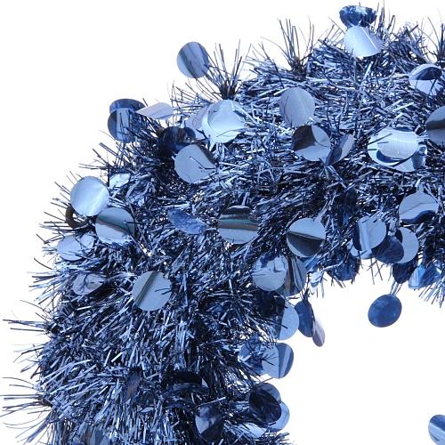 Венок декоративный TINSEL Изящный блеск 38 см, Сапфир_3