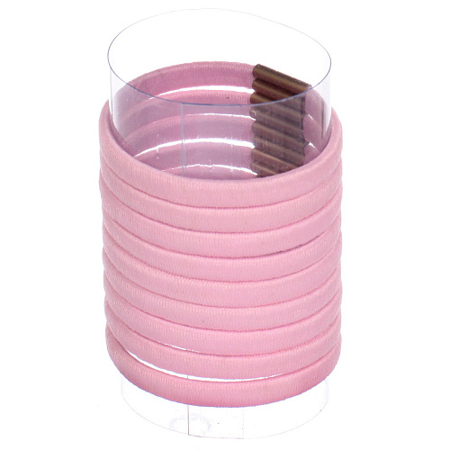 Резинки для волос в тубе 9шт Кокетка - Классика, однотонные, цвет нежно-розовый, d-5 см_6