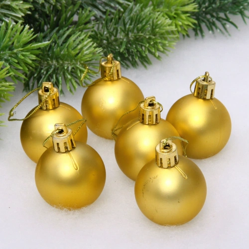 Новогодние шары 4 см (набор 6 шт) "Матовый", золото