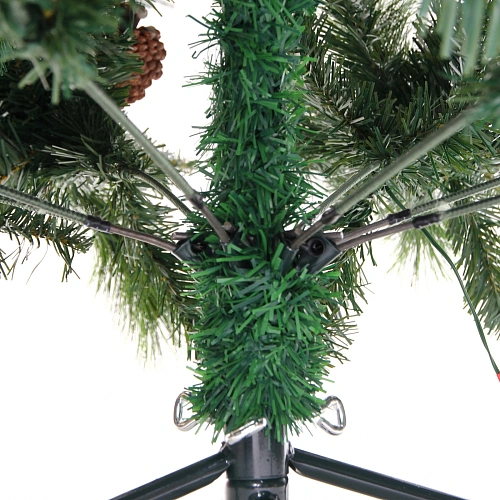 Елка светодиодная Лесная метель 180 см, ПВХ+леска (шишки и напыление), 671 ветка, 190 ламп LED, Теплый белый_7