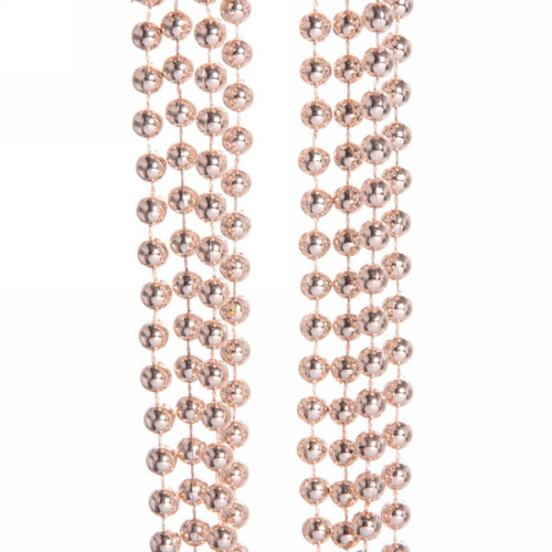 Бусы на ёлку 2,0 м "Шарик средний" d-8мм, Розовое золото