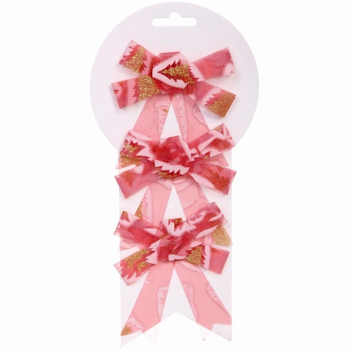 Бант на ёлку Очарование 911 см (набор 3 шт), Красный_2