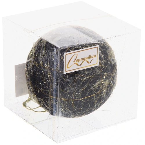 Новогодний шар Элегантные узоры 8 см, ЧёрныйЗолото_3