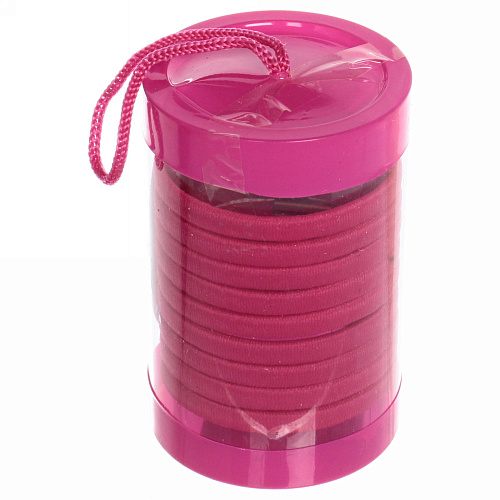 Резинки для волос в тубе 9шт Кокетка - Классика, однотонные, цвет фуксия, d-5 см_4