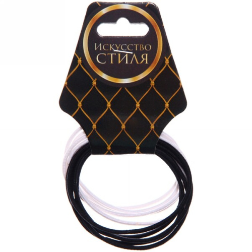 Резинки для волос 10шт "Стиль в деталях", тонкие, цвет белый и черный, d-4,5см