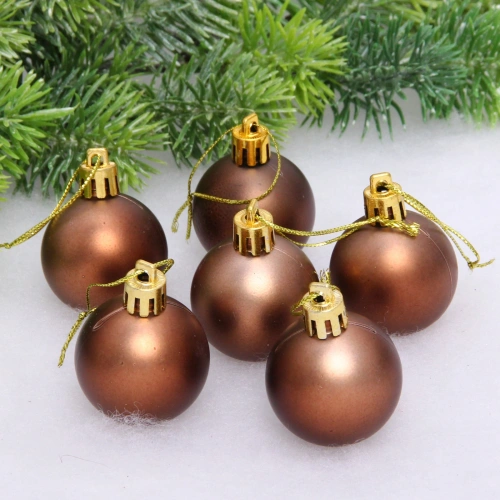 Новогодние шары 4 см (набор 6 шт) "Матовый", шоколад