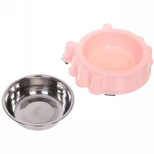 Миска пластиковая с металлической чашкой Колор-Лягушка 205см цвет нежно-розовый_12