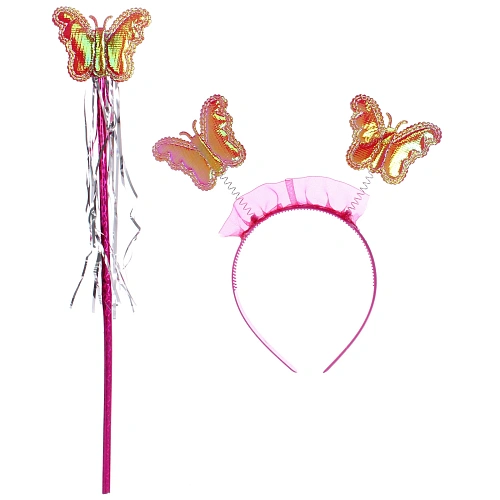 Карнавальный костюм Волшебная сказка (юбка, крылья, волшебная палочка, ободок), Фуксия_3