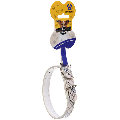 Ошейник для собак 1,537см Шотландская клетка цвет бежевый Ultramarine_3