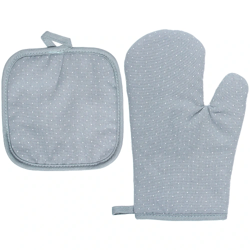 Прихватка в наборе с прихваткой-варежкой "IDEAL", цвет голубой, 25,5*17 см, 17*17 см
