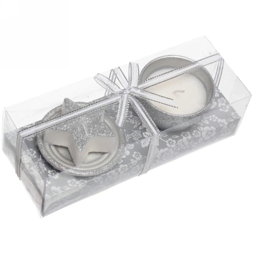 Свечи новогодние "Новогодний праздник" 22x8.3x7 см, серебро