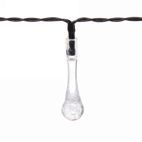 Гирлянда для улицы Капля росы 3 м 20 ламп LED чёрный провод, 2 реж,IP55, Теплый белый (солнечная батарея)_8