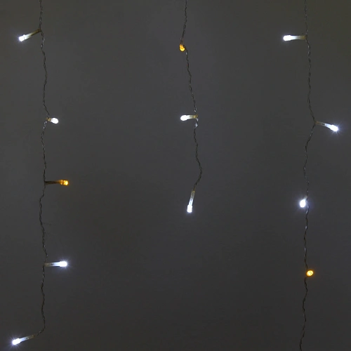 Гирлянда для улицы БАХРОМА Мерцание ш3м в4060см 100 ламп LED, прозрпровод,1 режим, IP-54, БелыйТеплый белый мерцает (возможность соединения)_2