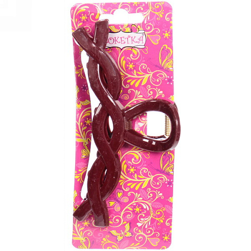 Заколка-краб для волос  на блистере Magic Gloss, косичка, микс 6 цветов, 11см (Кокетка)_5