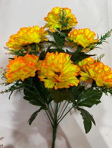 Искусственные цветы "Цветочная мелодия" Гвоздики 50см 10 цветков желтые