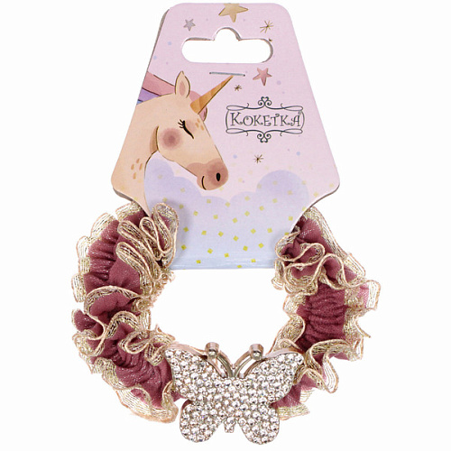 Резинка для волос 1шт МАЛЬТА, бабочка, микс 5 цветов, d-5см (подвес Единорог)_3