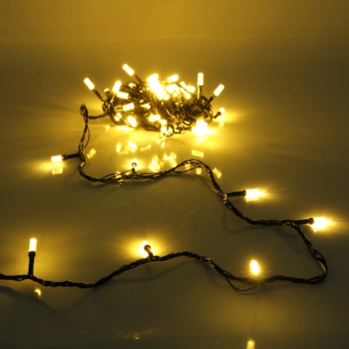 Гирлянда для дома НИТЬ "Хрусталь" 8 м 50 ламп LED, черный пров,IP-40. 8 режимов, Теплый белый (возможность соединения)
