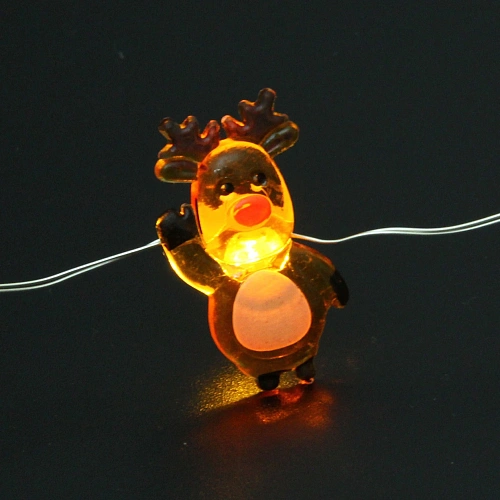 Гирлянда для дома Олень (3,21,8см) на батарейках 2,0 м 20 ламп LED, 1 реж, IP-20, Теплый белый (батарейки CR2032)_7