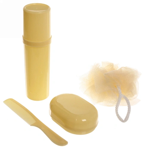 Набор банный дорожный 4шт Traveler - Rose, (мочалка, футляр 2шт, расческа), микс два цвета, 2113,56,5см,_6