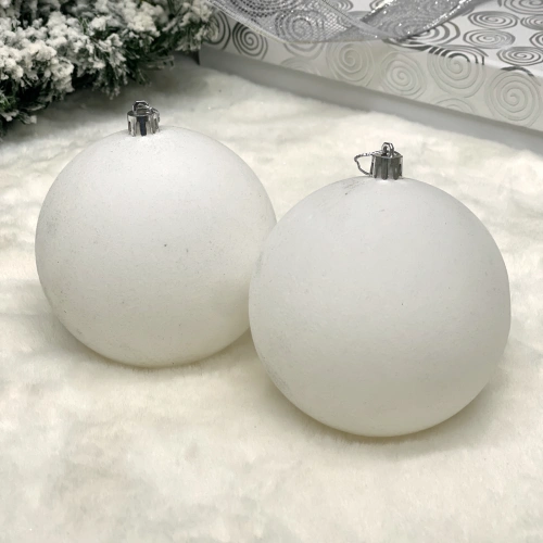 Набор шаров VELOUR "Нежный бархат" 10 см (набор 2 шт), Белый