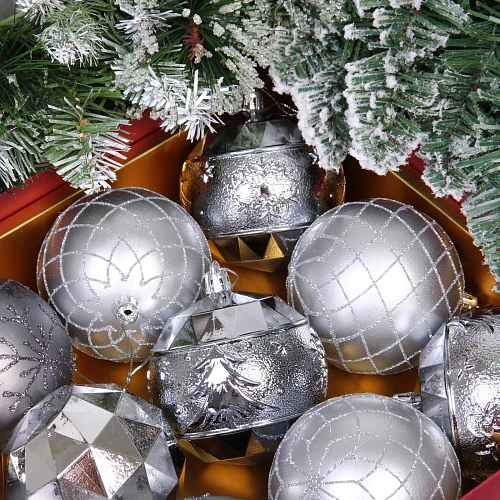 Новогодние шары Волшебный вальс 8 см (набор 12 шт), ГрафитСеребро_6