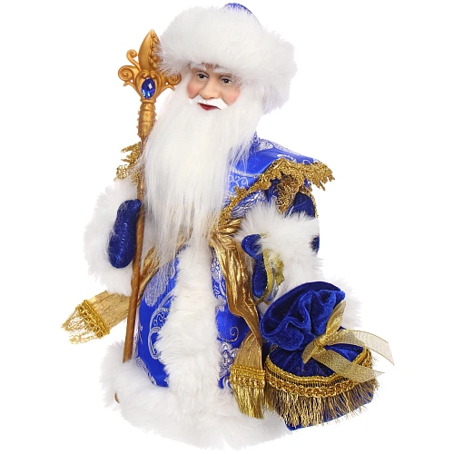 Дед Мороз музыкальный Сказочный день 30 см (синяя шубка)_4