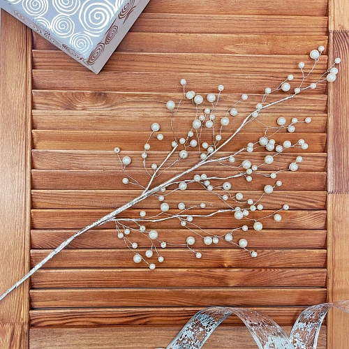 Ветка декоративная "Блеск" 80 см, Серебро